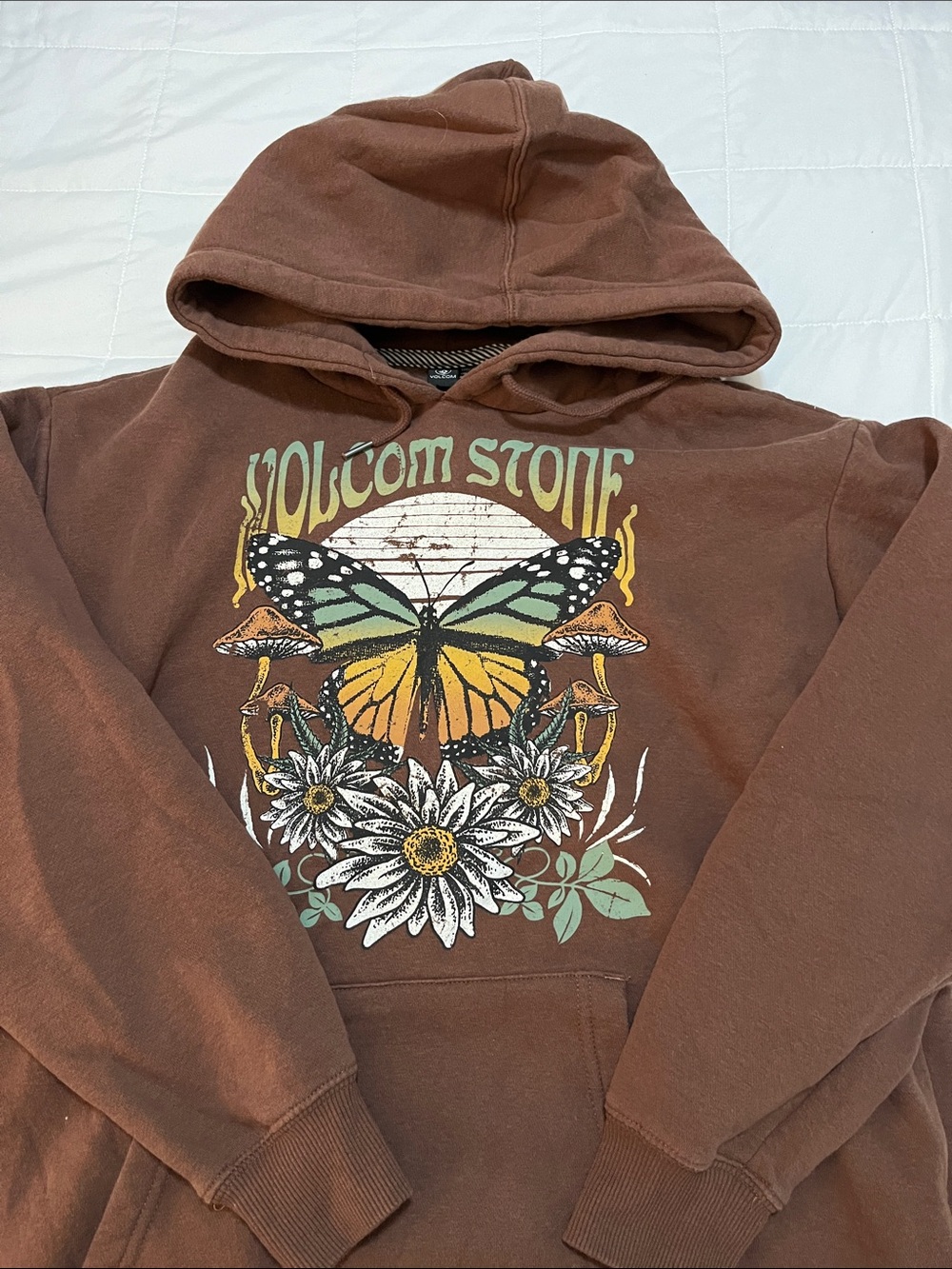Women’s volcom brown hoodie butterfly size small